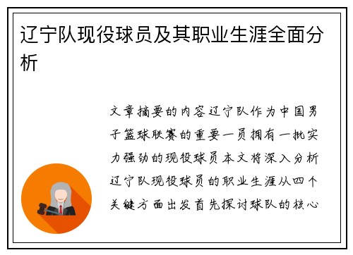 辽宁队现役球员及其职业生涯全面分析